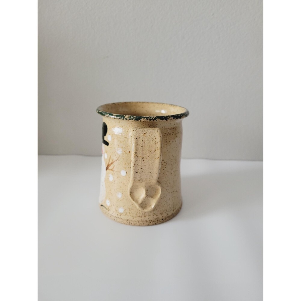 Vintage Snowman Speckled Stoneware Coffee Cup Mug Three Rivers Pottery 1991 - Picture 9 of 16